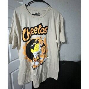 CHEETOS Flamin’ Hot Graphic T-Shirt Tan Men’s Large casual Style Tee